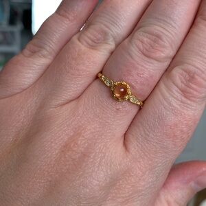 Genuine Citrine 14K Yellow Gold Plated Sterling Silver Ring Size 9